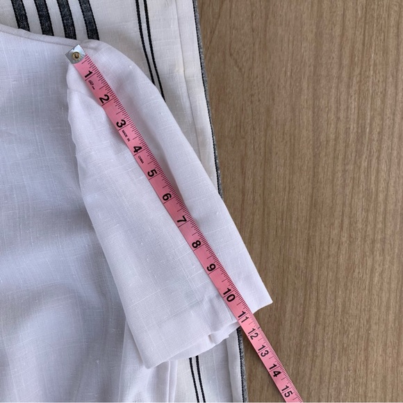 Vintage Dress 1970s striped With red and white Bow patterned sash Linen Feel - Picture 11 of 16